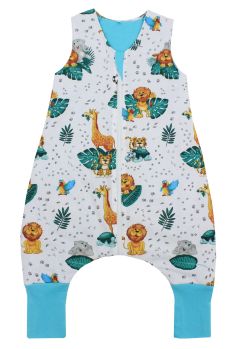 Sac de dormit, vara, Animale in jungla, verso turcoaz