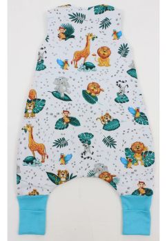 Sac de dormit, vara, Animale in jungla, verso turcoaz