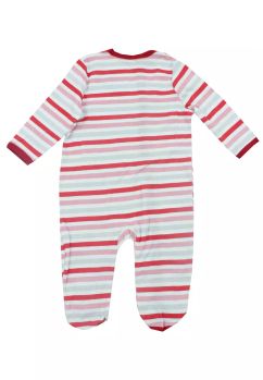 Salopeta maneca lunga, bumbac, Adorabila Minnie, rosie cu dungi