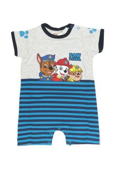 Salopeta vara, bumbac, Paw Patrol, gri cu dungi