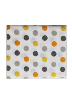 Scutec bumbac, alb cu buline galbene si gri, 80x70 cm