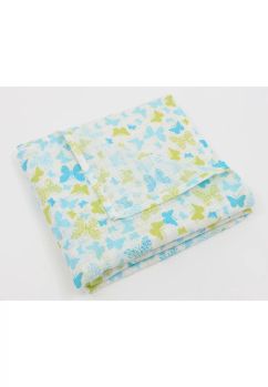 Scutec muselina bumbac, Butterfly turcoaz, 80x70 cm, multicolor