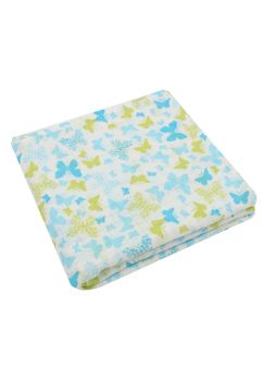 Scutec muselina bumbac, Butterfly turcoaz, 80x70 cm, multicolor