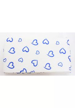 Set 2 aparatori, bumbac, Inimioare mari albastre, 120x60cm, alb
