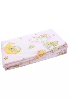 Set 2 aparatori, bumbac, ursuletul somnoros, roz, 120x60cm