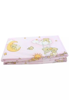 Set 2 aparatori, bumbac, ursuletul somnoros, roz, 120x60cm