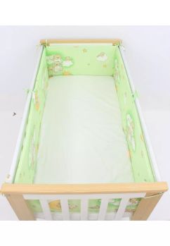 Set 2 aparatori, bumbac, ursuletul somnoros, verde, 120x60cm