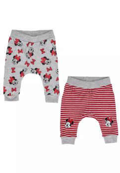 Set 2 pantaloni, 93%bumbac, Minnie Mouse cu fundita, gri