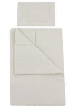 Set 2 piese, plapumioara si perna, muselina, bumbac organic, crem, 120x60cm