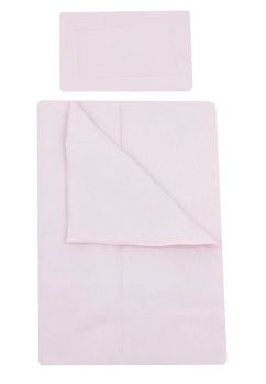 Set 2 piese, plapumioara si perna, muselina, bumbac organic, roz, 120x60cm