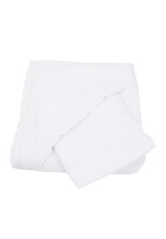 Set 2 prosoape, botez bumbac, alb cu dantela, 80x100 cm