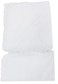 Set 2 prosoape, botez bumbac, alb cu dantela, 80x100 cm