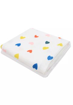 Set 2 scutece, muselina si finet, Colorful hearts, alb, 80 x 67 cm