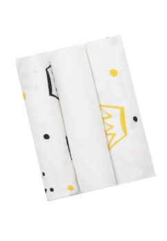 Set 3 scutece, bumbac, Coronite galbene, 80x70 cm