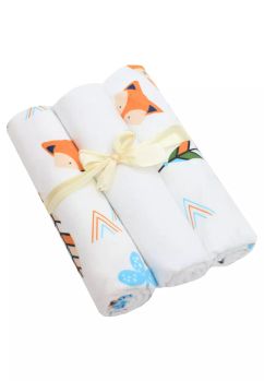 Set 3 scutece, bumbac, Vulpita Tobosar, multicolor, 80x70cm
