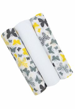 Set 3 scutece, Butterfly, galben 80x70cm