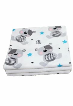 Set 3 scutece, Cute teddy, alb cu gri, 80x70 cm