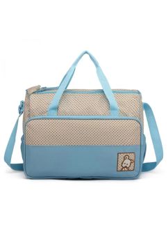 Set 5 genti, pentru mamici, crem cu albastru