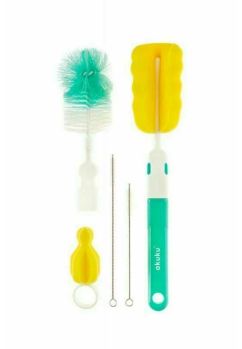 Set 5 perii pentru biberon si tetina, Akuku, verzi