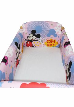 Set aparatoare patut, Maxi, Minnie si Mickey, roz, 120x60cm