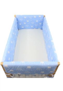 Set aparatori patut, Maxi, bumbac, coronite Prince, 120x60cm, albastru