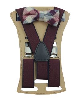 Set bretele si papion, TopGal, visiniu, one size