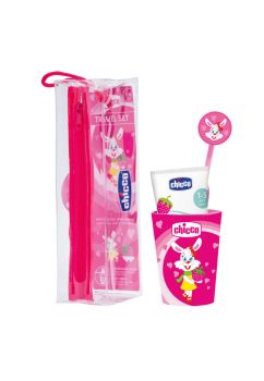 Set igiena orala, Chicco, Iepuras, roz, 3-6 ani