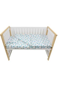 Set lenjerie, Prichindel, flanel, 3 piese, Ariciul verde, 120x60 cm, multicolor