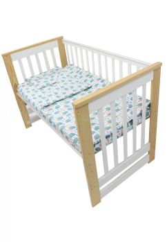 Set lenjerie, Prichindel, flanel, 3 piese, Ariciul verde, 120x60 cm, multicolor