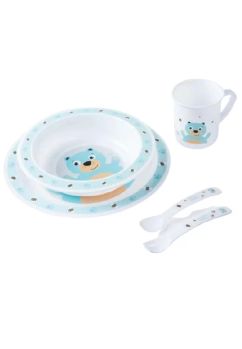 Set mic dejun, turcoaz cu ursulet, +12 luni
