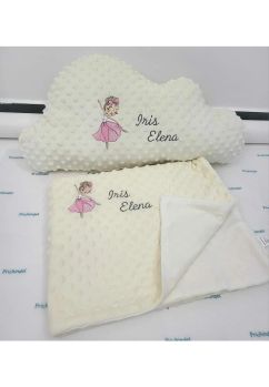 Set paturica si norisor minky, micuta balerina, personalizate, crem