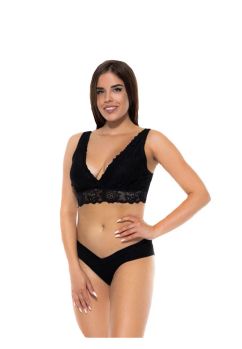 Sutien pentru alaptat, 95% bumbac, Coron cu dantela, negru