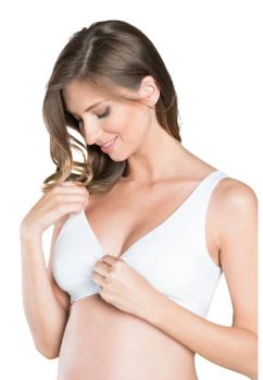 Sutien pentru alaptat, tip bustiera, bumbac, alb