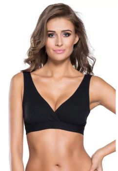 Sutien pentru alaptat, tip bustiera, bumbac, negru