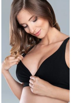 Sutien pentru alaptat, tip bustiera, bumbac, negru