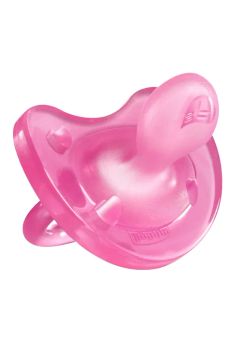 Suzeta Chicco Soft, din silicon, roz, 16-36 luni