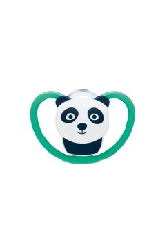 Suzeta Nuk Space, cu tetina din silicon,6-18 luni, Panda, verde