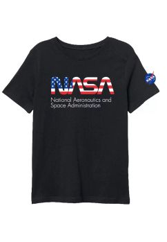 Tricou baieti, MS, bumbac, Nasa National Aeronautics, negru