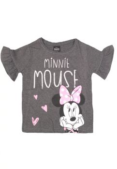 Tricou fete, bumbac, Minnie Mouse cu fundita, gri