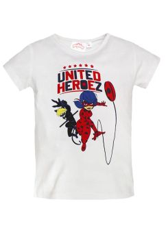 Tricou fete, bumbac, United Heroez, alb