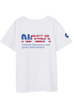 Tricou, MS, bumbac, Nasa National Aeronautics, alb