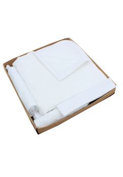 Trusou botez bumbac, 5 piese, alb