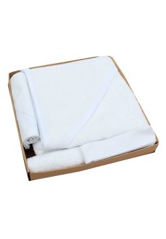 Trusou botez bumbac, 5 piese, alb