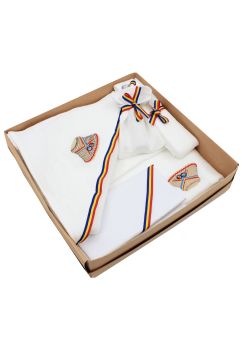 Trusou botez din muselina, Traditional, 7 piese, alb
