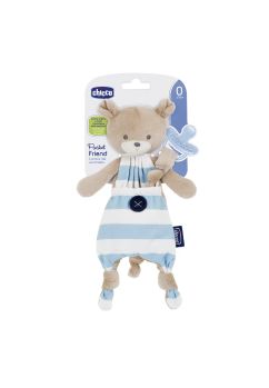 Ursuletul Pocket cu lant pt suzeta, Chicco, albastru, +0 luni