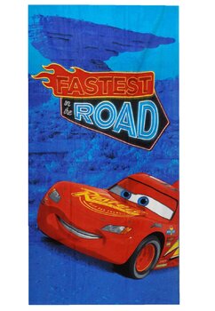 Prosop bumbac, Cars, Fastest Road, albastru, 140x70 cm