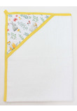 Prosop cu gluga, forest galben, bumbac, alb, 80 x 100 cm