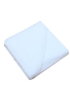 Prosop cu gluga, muselina si bumbac, Ica, cu dantela, alb, 80 x 100 cm