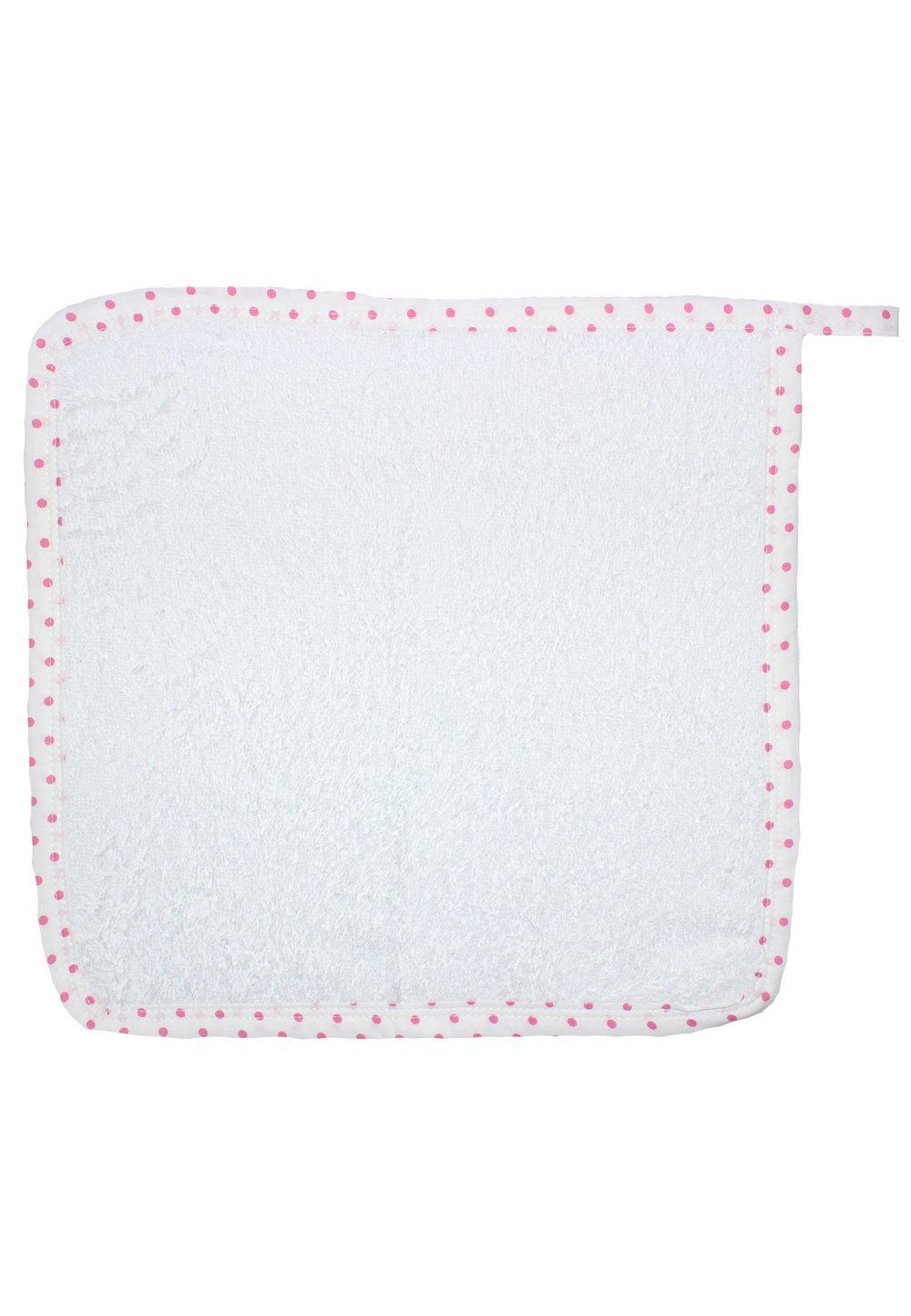 Prosop de maini alb cu buline roz, 30×30 cm 30x30
