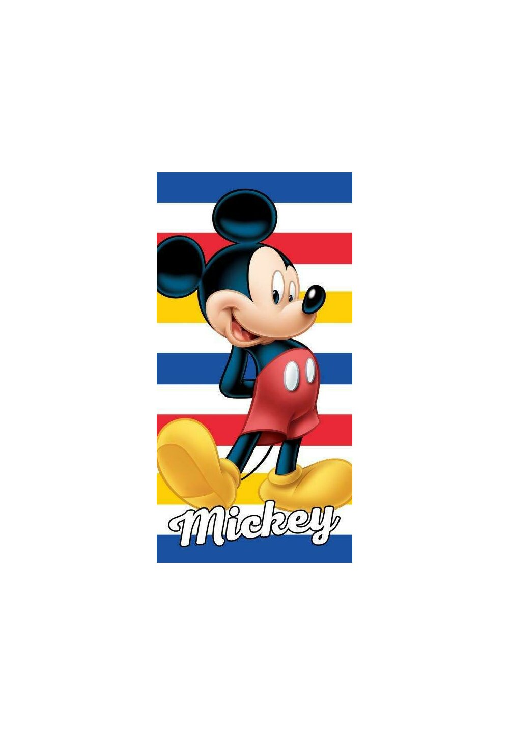 Prosop plaja, Mickey, albastru cu dungi rosii, 70×140 cm DISNEY